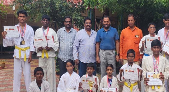 Podili students shine in karate competitions.